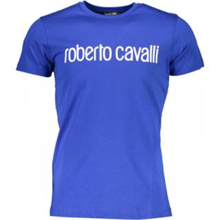 👉 Short sleeve katoen l t-shirts male licht blauw Roberto Cavalli Hst68f 8058044897751 8058044897737 8058044897744