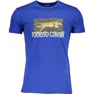 👉 Short sleeve katoen l t-shirts male licht blauw Roberto Cavalli Hst67f 8058044897256 8058044897232 8058044897249