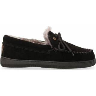 👉 Pantoffels zwart suede vrouwen Gesloten pantoffel Warmbat , Dames