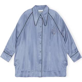 👉 Pyjama shirt blauw vrouwen Silk Ganni , Dames