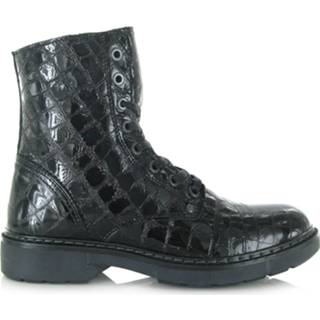 👉 Veterboots lak leer damesschoenen vrouwen zwart Bullboxer 892m82701 veterboot 8717562022679 8717562022709
