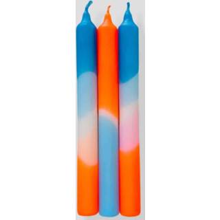 👉 Diner kaars Dinerkaars - Dip Dye Neon ' Coral Playa' 3 stuks