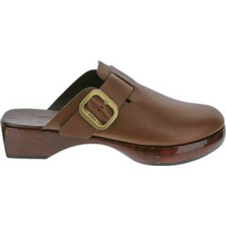 👉 Clogs bruin leather vrouwen in with buckle fastening Tod's , Dames