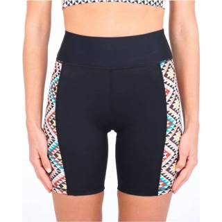 👉 Hurley - Women's Mosaic Geo Long Line Surf Short - Bikinibroekje maat L, zwart/beige