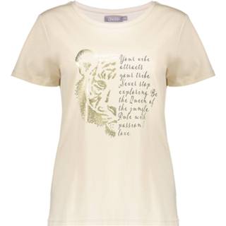 👉 Shirt goud vrouwen print Geisha 22100-25 720 t-shirt tiger & letters sand/gold 8719937794327