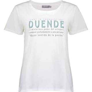 👉 Shirt wit donkergroen vrouwen print Geisha 22105-25 010 t-shirt duende off-white/ocean green 8719937796000