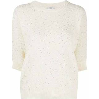 👉 Pullover wit vrouwen Baumwolle mit Paillettenbesatz Peserico , Dames