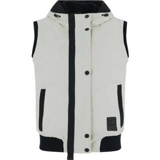 👉 Sleeveless wit nylon XS vrouwen White jacket in with zip and button closure Moose Knuckles , Dames