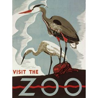 👉 Poster print - Bezoek de dierentuin, originele uit 1936 die dierentuin promoot, 50x70cm, Premium 8720195904359
