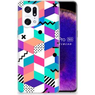 👉 Houten blok OPPO Find X5 Pro TPU Hoesje Blokken Kleurrijk 8720632514240