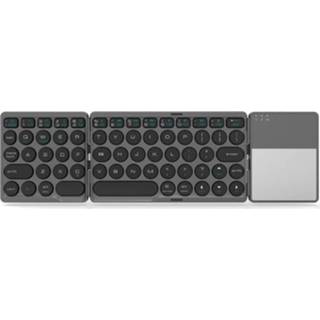 👉 Touchpad grijs Portable Wireless BT Keyboard Foldable with Built-in Lithium Battery for Windows/Android/iOS Grey