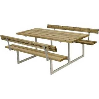 Picknicktafel hout staal zwart en Basic Geimpregneerd 2 Rugleuningen 5703393718143