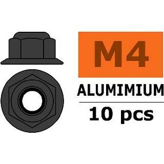 👉 Zeskantmoer aluminium Zelfborgende M4, met flens 