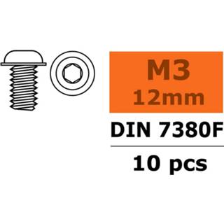 Laagbolkopflensschroef met binnenzeskant, M3X10, Staal (10st)