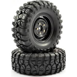 👉 Velg zwart Fastrax Bedrock 108mm banden op stalen 1.9