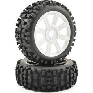 👉 Fastrax Rock Block banden op witte 8-Spaaks velgen voor 1/8 buggy