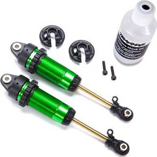 👉 Shaft donkergroen tin Shocks, GTR XX-long green-anodized, PTFE-coated bodies with shafts (fully assembled, without springs) (2) (TRX-7462G) 20334746269