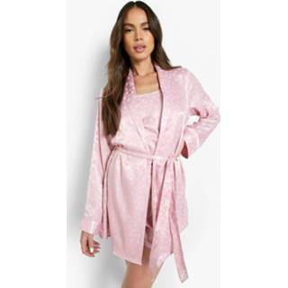 👉 Satijnen Jacquard Luipaardprint Badjas, Lilac