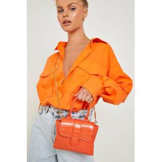 👉 Schoudertas oranje One Size Krokodillen Met Flap, Orange