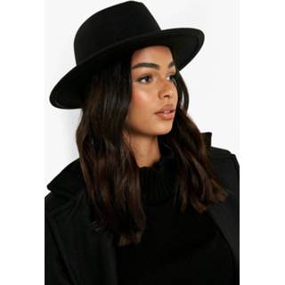 👉 Zwart One Size Ribbon Trim Detail Fedora Hat, Black