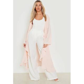 S nude Geweven Kimono Met Franjes,