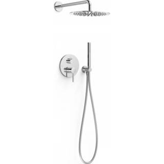 👉 Chroom messing mengkraan Study Exclusive bouw hendel keramisch rond Regendoucheset Inbouw Tres 30 cm Met Wandarm en Handdoucheset Staafhanddouche Rapid Box 8429546535272