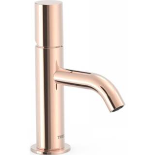 👉 Wastafelmengkraan rose goud messing mengkraan zonder waste Study Exclusive opbouw knop keramisch standaard perlator Tres 19,5 cm 1-Knop Rond Rosé 8429546542126