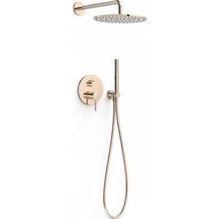 👉 Rose goud messing mengkraan Study Exclusive bouw hendel keramisch rond Regendoucheset Inbouw Tres 30 cm Met Wandarm en Handdoucheset Staafhanddouche Rapid Box Rosé 8429546542508