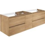 👉 Eiken eik MDF lunik Wastafelonderbouw Allibert 150x55x46 cm Met Deur Halifax Natuur 3588560388198