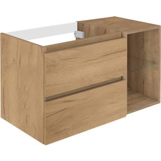 👉 Eiken eik MDF lunik Wastafelonderbouw Allibert 90x55x46 cm Met Nis Halifax Natuur 3588560388310