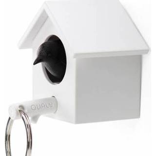 👉 Sleutelhanger wit zwart wit-zwart Qualy - vogelkooitje