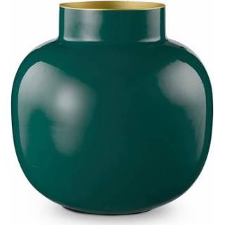 👉 Vaas donkergroen Dark Green Pip Studio - Mini metal round 10cm