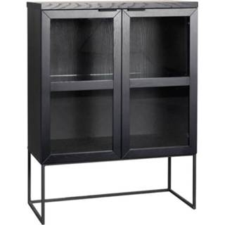👉 Vitrinekast zwart houten hout Everett - 95 x 125 cm 8720088683125