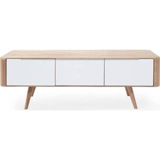👉 Houten hout bruin Ena lowboard tv meubel whitewash - 135 x 42 cm 8719497680009