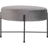 👉 Poef grijs velvet Louie - Ø 61 cm 8720246139372