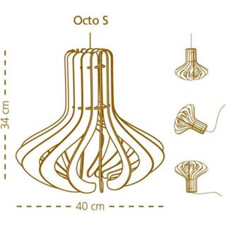 👉 Hout bruin small wit Octopus houtenhanglamp met koordset - 8720088685181