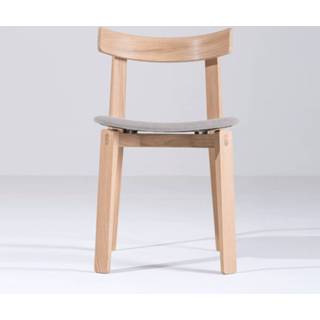 👉 Eetkamerstoel grijs houten Nora chair whitewash - met lichtgrijs kussen 8719497685974