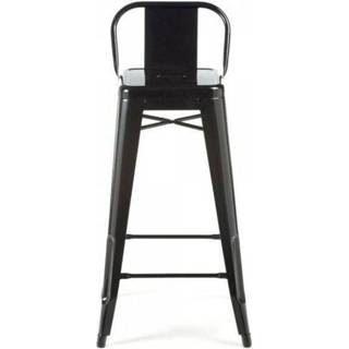 👉 Barkruk zwart metalen met rugleuning - 77 cm 8718924254301