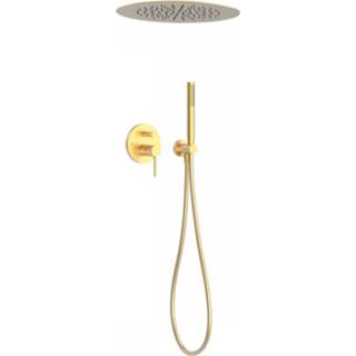 👉 Goud Regendoucheset Inbouw Tres Study Exclusive Rond 38 cm met Plafonddouche en Handdoucheset Staafhanddouche Mat 8429546502335