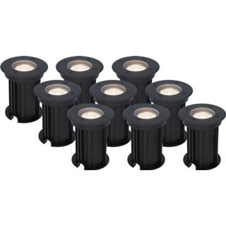 👉 Grondspot zwart roestvrij staal 9x Maisy dimbare LED - Rond 2700K 5 Watt IP67 Voor buiten 8720365445651