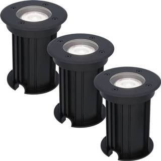 👉 Grondspot zwart wit roestvrij staal 3x Maisy dimbare LED - Rond 6000K Daglicht 5 Watt IP67 straal waterdicht 3 jaar garantie 8720365445712