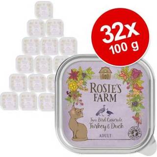 👉 Katten voer 32x100g Adult Kalkoen&Eend Rosie's Farm Kattenvoer 4062911005990