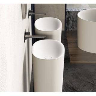 👉 Wastafel wit Ideavit Solidcliff op voetstuk 50x35 cm mat zonder kraangat