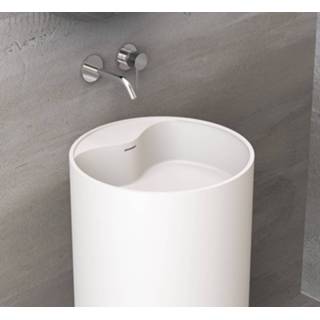 👉 Wastafel wit Ideavit Solidroll op voetstuk 45 cm mat zonder kraangat