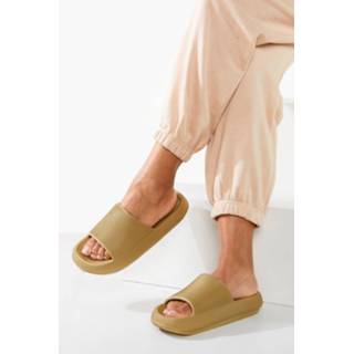 👉 Stevige Slippers, Khaki