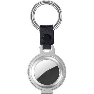 👉 Sleutelhanger zilver active Schokbestendige Anti-Scratch aluminiumlegering Case Cover met ringlus voor airtag (zilver)