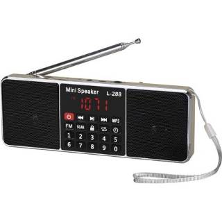 👉 Luidspreker goud active L-288FM Dual Speaker Radio MP3-speler Ondersteuning TF-kaart / U-schijf met LED-display (goud)