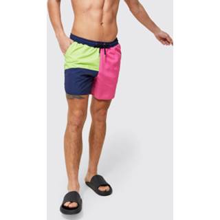 👉 Middellange Colour Block Zwembroek, Pink
