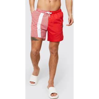 👉 Gesplitste Gestreepte Middellange Zwembroek, Red