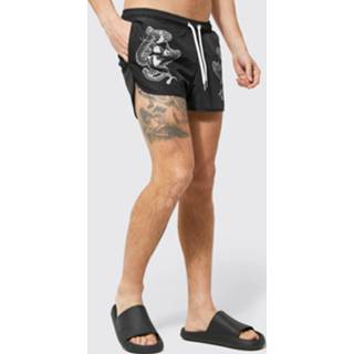 👉 Super Korte Slangen En Schedel Zwembroek Met Print, Black